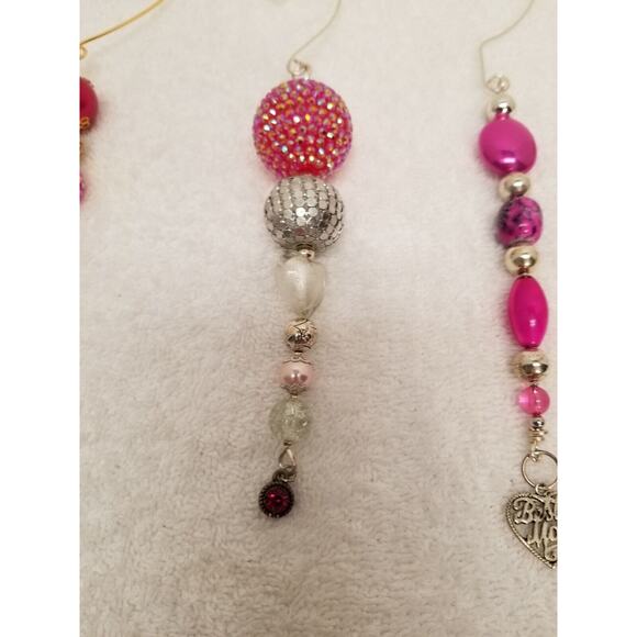 Four hot pink and silver Christmas icicle ornament c3 - Picture 12 of 13